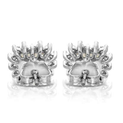 SS071515-Sterling Silver Post Cubic Zirconia Stone Brass Metal Stud Earrings