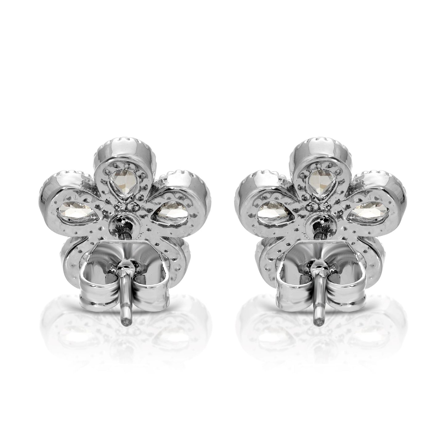 SS071518-Sterling Silver Post Cubic Zirconia Stone Brass Metal Stud Earrings