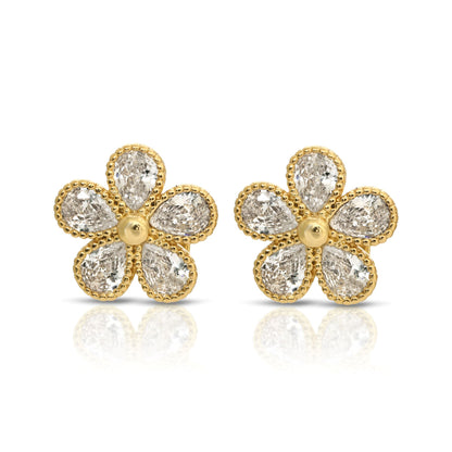 SS071518-Sterling Silver Post Cubic Zirconia Stone Brass Metal Stud Earrings
