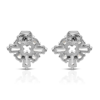 SS071520-Sterling Silver Post Cubic Zirconia Stone Brass Metal Stud Earrings