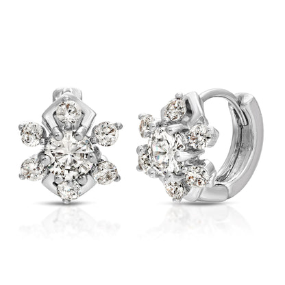 SS071528-Sterling Silver Post Cubic Zirconia Stone Brass Metal Hoop Earrings