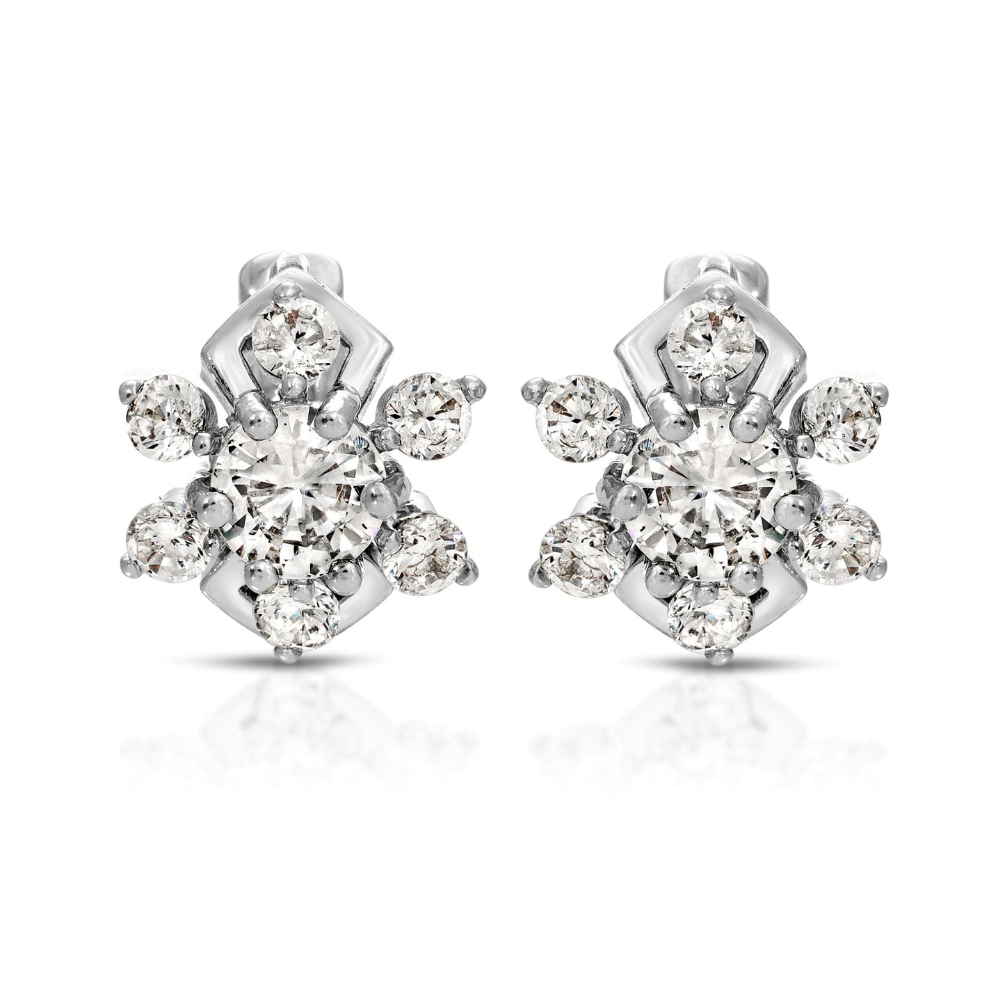 SS071528-Sterling Silver Post Cubic Zirconia Stone Brass Metal Hoop Earrings